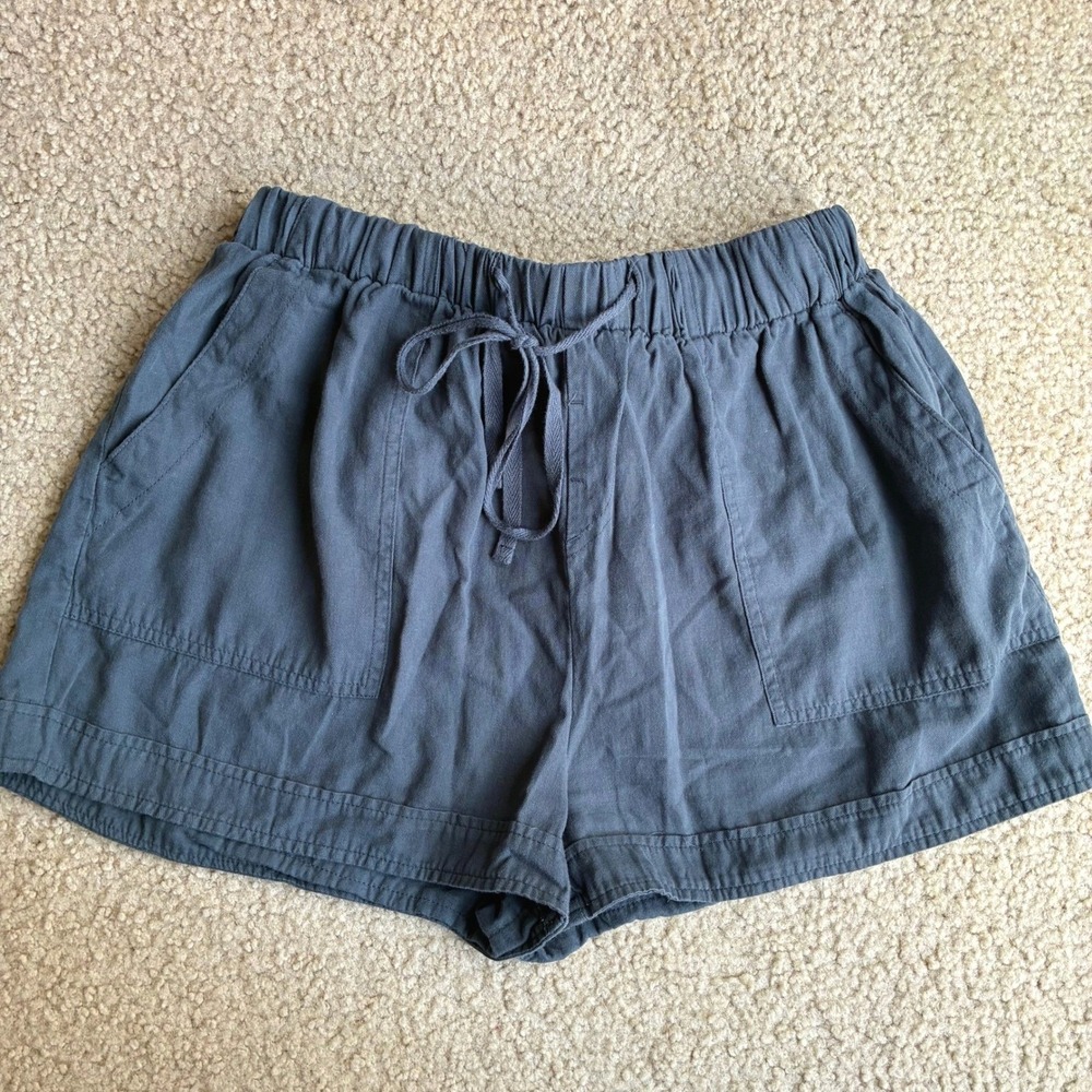 Lily Clothing Cotton Drawstring Blue Pull On Shorts Neutral Lightweight Large